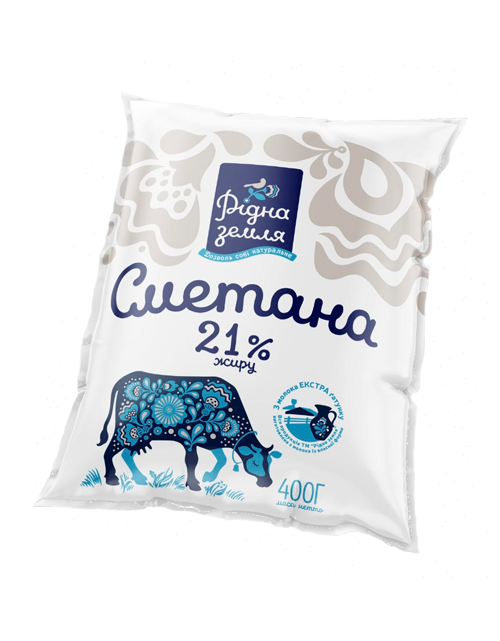 Сметана РІДНА ЗЕМЛЯ 21%, 400г, плівка поліетиленова